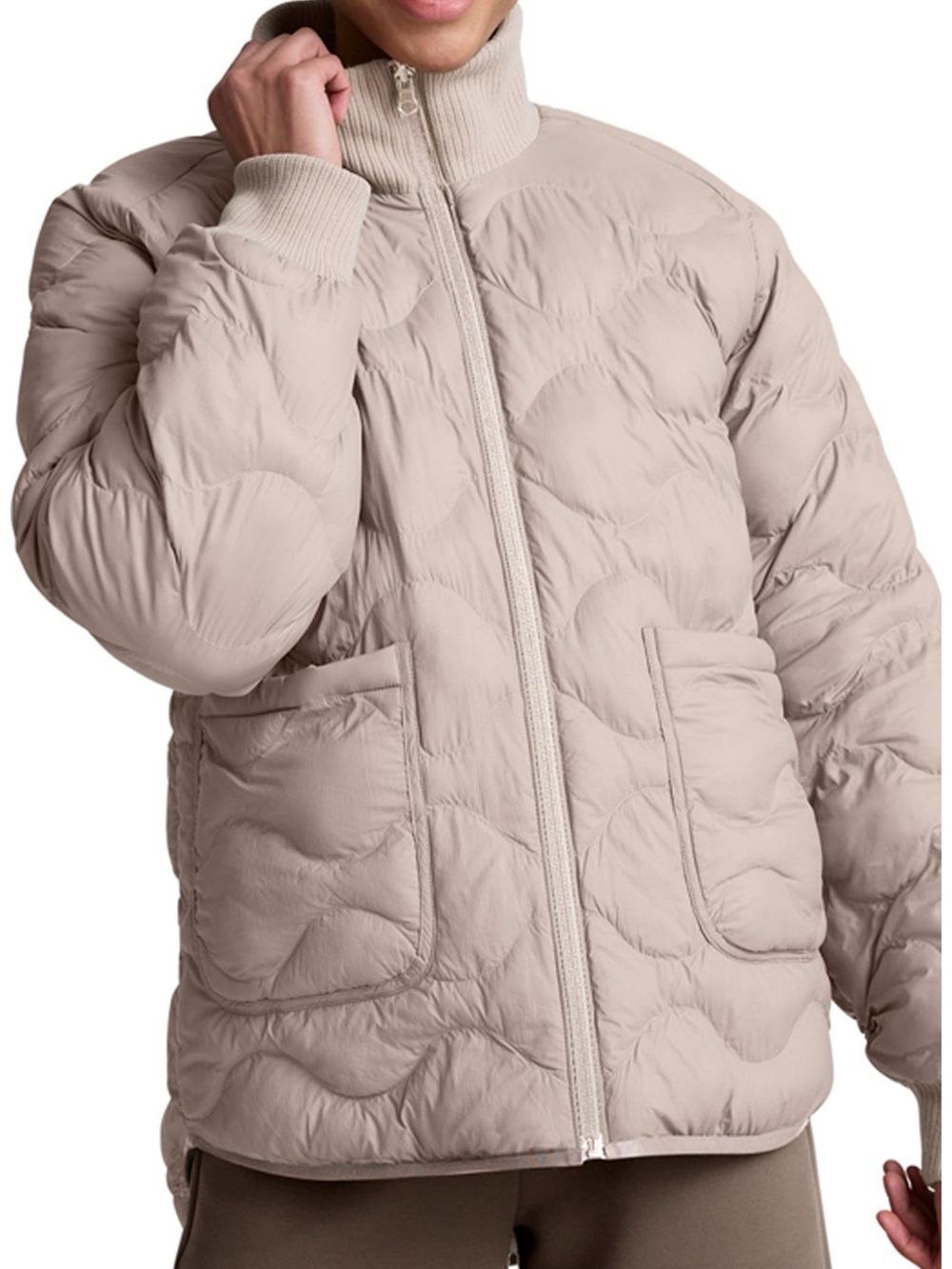 BEYOND YOGA Two-Way Reversible Quilted Jacket Sherpa Oat Latte Sz XS
